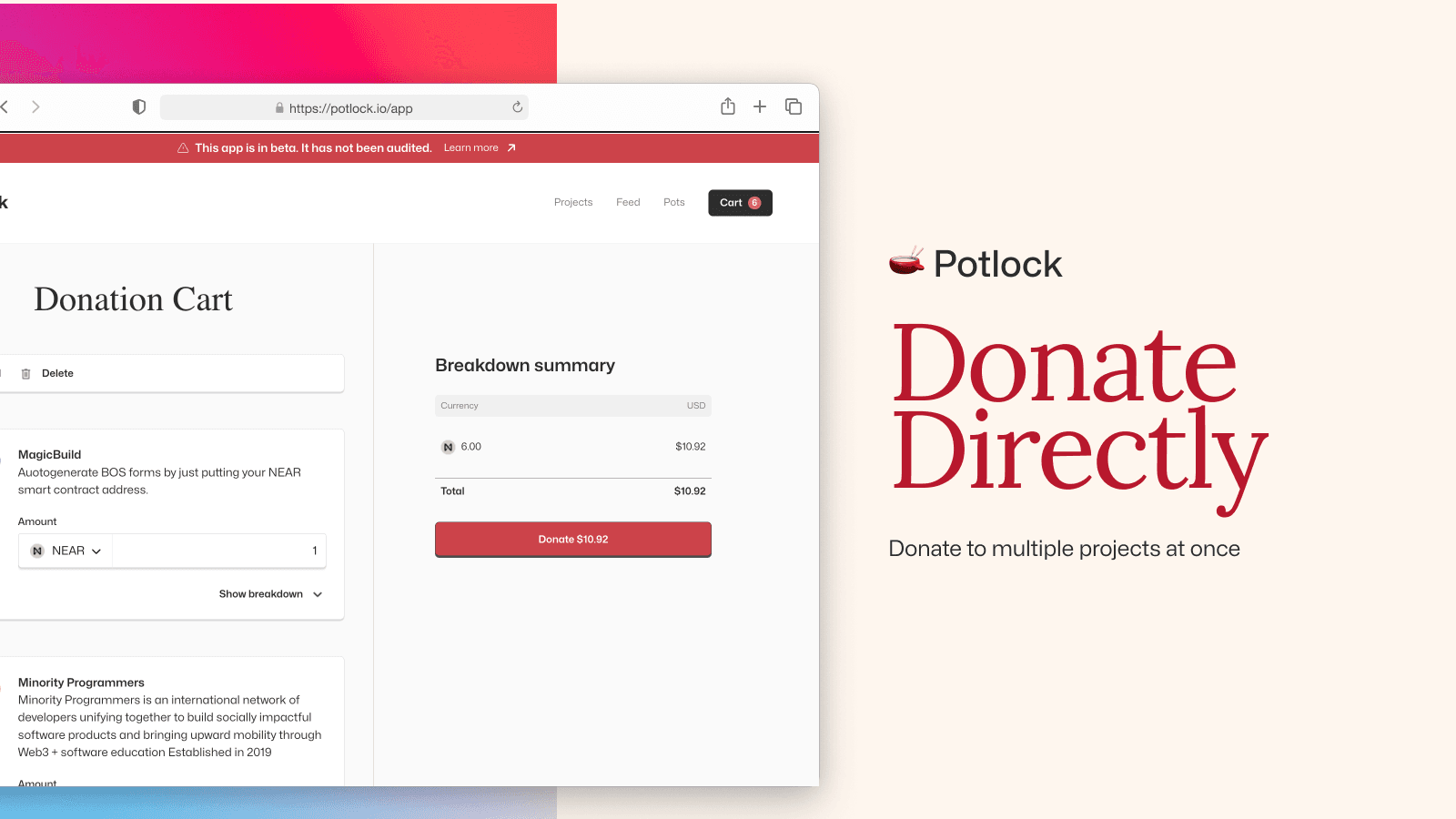 Donate by supported chain on POTLOCK
