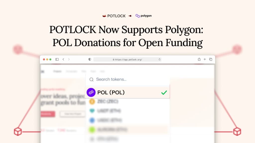 POTLOCK Now Supports Polygon - app.potlock.org with POL token selected for donations